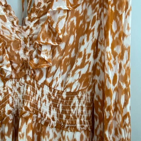 Anthropologie The Odetta Ruffled V-Neck Dress size S honey color new - Picture 10 of 10